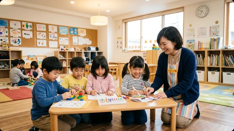 学童保育のスタッフが子どもたちの活動をサポートする様子